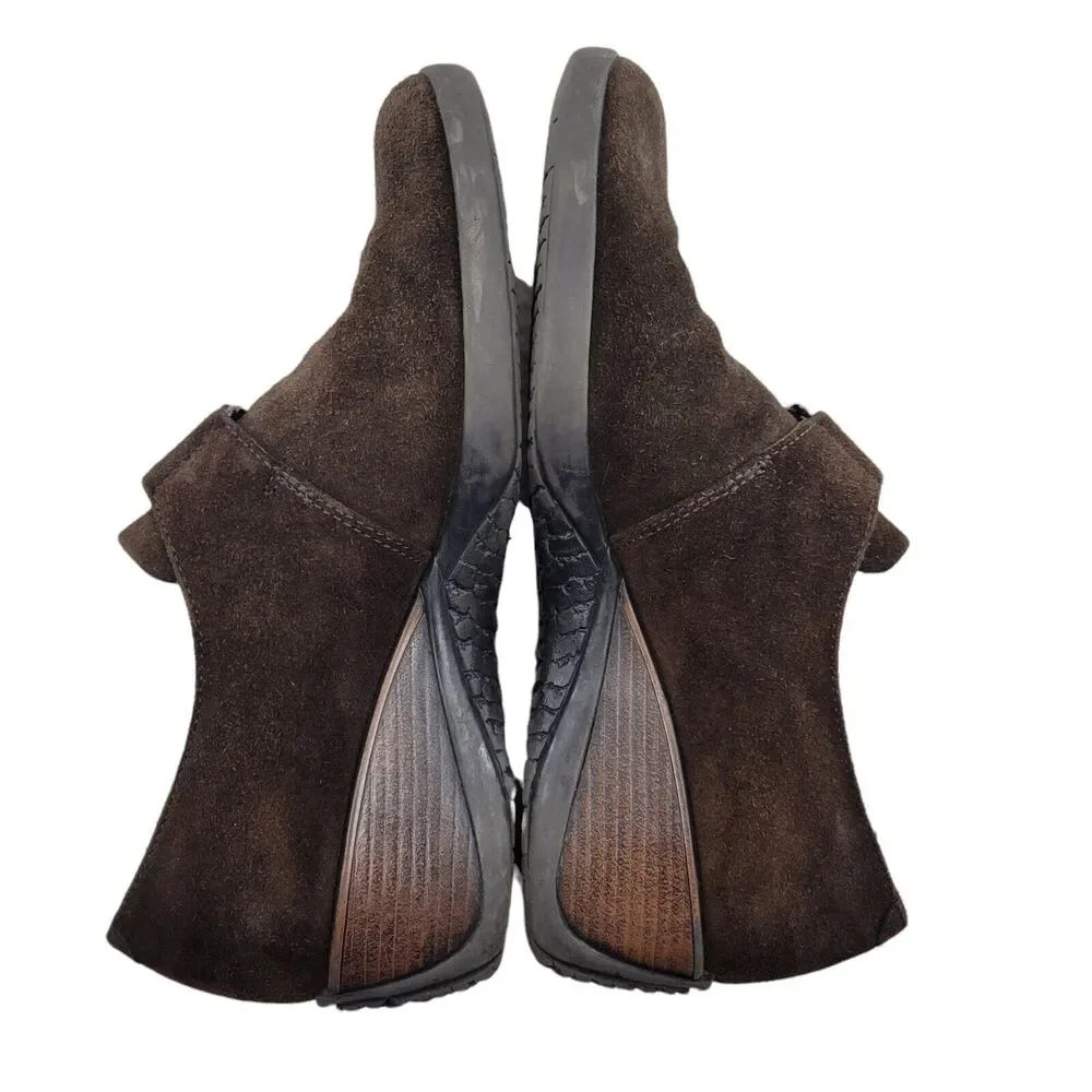 Aquatalia Women's Suede Slip On Wedge Heel‎ Loafers Size 6 Dark Brown